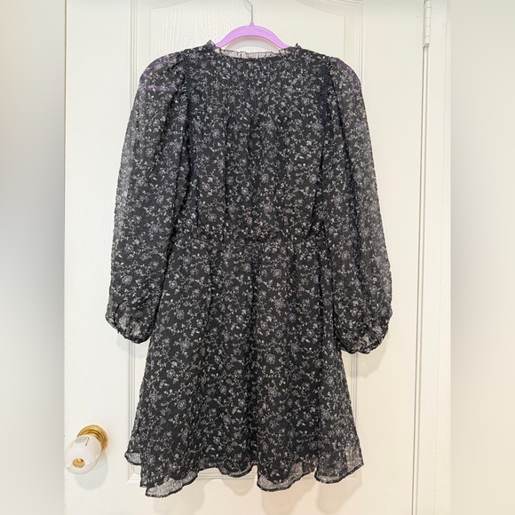 Madewell Ruffle-Neck Button-Front Mini Dress Dotted Vines Medium - Picture 7 of 8